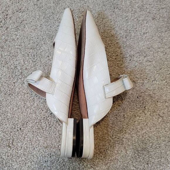 AD & DAUGHTERS Jemma Croc White Leather Flat Pointed Slip On Mule Shoes 9 - Picture 8 of 8